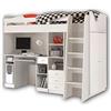 Stella Trading Unit Moderno Letto a soppalco con scrivania e Armadio, Legno, Bianco, 95 x 160 x 204 cm