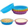 EXIN DEHCEN 8 Pezzi Stampo Crostata Silicone, 11cm Silicone Torta Stampo Rotondo, Stampi per Crostate in Silicone Antiaderente, Mini Pirottini da Forno Riutilizzabili Torta Stampo, per Torte Quiche Crostata
