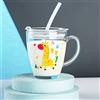 ITODA Tazza in vetro con misurino per bambini, a prova di perdite, 300 ml, trasparente, bicchiere da latte
