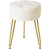 IBUYKE Faux Leather rotondo poggiapiedi sgabello, trucco Vanity Sgabello Side Table, PU Dressing Table Seat, Pouf Couch Sgabello, gambe d'acciaio dorate, bianco