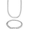 FOSSIL Collana da Uomo Heritage in Acciaio Inossidabile Argento e Bracciale, Set
