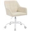 WOLTU Sedia da Ufficio Girevole Ergonomica, Regolabile in Altezza Con Rotelle per Computer, Trucco, Scrivania - Ufficio, Camera da Letto - Lino, Beige+Bianco, BS164be