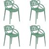 Totò Piccinni Sedia INFINITY TIMBER in Polipropilene Moderna Design Impilabile (Verde Salvia, 4)