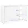 Yellowshop Yellow shop Scrivania WOOD in MDF e Vetro Temperato, Bianco, 120x50x76 cm