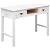 vidaXL Tavolo Consolle Cassetti e Scomparto Ingresso Moderno Elegante Robusto Scrivania Tavolino da Salotto Bianco Anticato Legno Pioppo e Paulownia