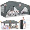 COBIZI Gazebo da Giardino Gazebo 3x6 m Pieghevole Gazebo Richiudibile con 6 Pareti Tende Gazebo Chiuso Impermeabile Tenda Pop up Gazebo Chiuso Tendone per Feste (3x6m, Grigio)