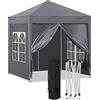 CLIPOP Gazebo da Giardino 2x2m Gazebo Pieghevole con 4 Parti Laterali e borsa per il trasporto Gazebo da Giardino Tenda Padiglione,Protezione Solare