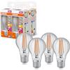 OSRAM LED Star Classicsensore di movimento e sensore di luce diurna, forma a lampadina, 7,3 W / 806 lm, EEK A, luce bianca calda (2700 K), in vetro senza piombo trasparente, E27, 60 mm DM, conf da 4