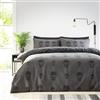 GC GAVENO CAVAILIA Set con copripiumino singolo (135 x 200 cm) | Biancheria da letto reversibile con teschi | Set di biancheria da letto singolo in policotone | Lino lavabile | Antracite