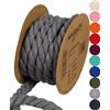 Halbach Seidenbänder Cordoncino di cotone riciclato, larghezza 10 mm/lunghezza 4 metri, filato di cotone sostenibile per macramè, corda naturale per fai da te, colore: grigio grafite