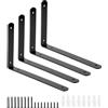 QWORK® Pacchetto da 4 Staffe Angolari Nero, Reggi Mensola da Muro con Vite - 15x25 cm
