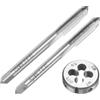 QUARKZMAN Set di 3pz Maschi e Filiera Metrici a Mano, M7 x 0.75 Maschi con Filettatura Conica/Tappo e Filiere Rotondo, Kit di Attrezzi Filettatura a Mano per Riparazione Filetti