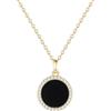 COAI Collana Donna Argento Placcato Oro 14K, Collana con Ciondolo di Onice Nero e Zirconia Cubica Regalo per Lei