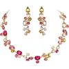 Clearine Set di gioielli con collana e orecchini con strass e cristalli a goccia, per donne e ragazze, per costumi da festa, da sera, fuchsia/champagne color oro, cristallo