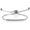 namana Bracciale con Barretta in Cristallo, Bracciale Donna Color Argento, Bracciale con Catenella a Cubi con Chiusura Regolabile.