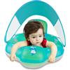 Myir JUN Salvagente con Parasole Salvagente Bambini con Mutandina, Anello di Nuoto per Bambino Salvagente Bebè per Piscina Galleggiante Gonfiabile Doppio Airbag (Bleu, con Parasole, S)