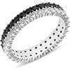 Anellissimo Anello veretta bicolore donna anniversario argento 925 con zirconi bianchi e neri - 12