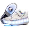 Sily Life Unisex Bambini e Ragazze Scarpe da LED Luce USB Ricaricabile Doppia Ruota Skateboard Sportive con Rotelle Automatiche Ruota/può Essere Usato Come Scarpe Normali