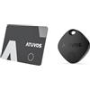 ATUVOS Air Tag e Wallet Tracker Card Thin 1.6mm 2 Pezzo Nero, Smart Tag compatibile con Apple Dov'è (solo iOS, Android non supportato), Bluetooth Localizzatore per Valigie, Portafoglio, Borse, Bagagli