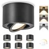 YindaLux 6x 3CCT Faretti LED Soffitto Orientabile - Ø80x50mm Extra Piatto & Inclinabile a 30° - 5W 500LM - Con modulo LED incluso - Alluminio - Dimmerabile Faretto LED Interno（Nero）