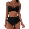 Hsternexy Costume Donna Due Pezzi, Bikini Donna Mare, Push up Reggiseno + Sexy Slip, Curvy Vita Alta Fascia Costume da Bagno Bikini Spiaggia Sportivo Tankini Swimwear Regolabile Beachwear