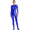 HULIJA Wetlook Tuta Sportiva Donna Lunghe Manica Tuta Intera Sportiva Lucida Bodysuit Leggings Skinny Jumpsuit Ginnastica Jumpsuit da Yoga Fitness Blu XL