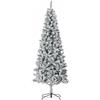 HOMCOM Albero di Natale Artificiale 210 cm con 631 Rami in Plastica Effetto Realistico, Albero di Natale Innevato con Base in Metallo Pieghevole, Decorazioni Natalizie, Verde