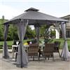 Sekey Gazebo 3 x 3 impermeabile, stabile, resistente all'inverno, con 4 zanzariere, per giardino, cortile, terrazza, doppio tetto, tenda da giardino, tenda da giardino, per festival, eventi, feste,