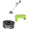 Greenworks 40V Tagliabordi a batteria, larghezza di taglio 30 cm, filo in nylon da 1,65 mm con alimentazione automatica, senza batteria da 40 V e caricabatterie, G40LT + tagliabordi Greenworks da 6m