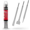 Einhell Accessories Originale Einhell set di 3 scalpelli SDS Plus, 250 mm (con punta, lama piatta larga 20 mm e lama da scavo larga 40 mm in acciaio 40Cr per lavori di demolizione e ristrutturazione)