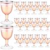 LATERN 50 Pezzi Bicchieri da Vino con Bordo in Oro Rosa, 170ml Bicchieri da Degustazione in Plastica Bicchieri da Vino per Feste con Gambo Riutilizzabili per Whisky Champagne Birra Cocktail Martini
