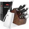 WILDMOK 9 Pz Knife Block Set, Coltello da Cucina Set con Blocco In Legno, Acciaio Inox Tedesco Sharp Chef Knife Set con Bone Chopper