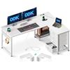 ODK Scrivania Angolare con Cassetti, Scrivania a L con Prese e Porta USB, Scrivania ad Angolo Reversibile con Spazio di Archiviazione per Ufficio a Casa, Bianco, 135×100 cm