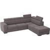 Alfa Sofa Divano AlfaSofa' mod. Anversa angolare penisola reversibile, pouf contenitore, letto estraibile e poggiatesta reclinabili 270X227cm 16/16(grigio)