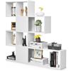 HOMASIS Libreria Scaffale a Forma di Mossa con 4 Livelli, Libreria Moderna Design in Legno, Divisorio Bifacciale Verticale per Soggiorno, Libreria Bianca a Forma di Scala, 120x19,5x109cm (Bianco)