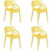 Totò Piccinni Sedia INFINITY TIMBER in Polipropilene Moderna Design Impilabile (Giallo Senape, 4)
