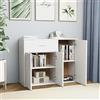 Hovothy Credenza Salotto e Cucina 88x30x70cm - Mobiletto Arredo Ingresso Sala - Buffet Industriale - Mobile Basso Bagno - Credenze Basse Bianco
