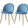 JZGORC Set di 2 Sedie da Pranzo in Morbido Velluto - Cucina Con Gambe in Metallo, Moderna Con Imbottitura Protettiva Regolabile - Blu