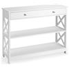 LIFEZEAL Tavolo Console a 3 Livelli, Tavolo Consolle in Legno, Tavolo d'Ingresso Sottile e Stretto, con 1 Cassetto, per Soggiorno, Corridoio, Montaggio Facile, Peso Max 95 kg, 100x30x80cm, Bianco