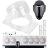 Your Day Mate Set di sicurezza per bambini dei fornelli, 7 pz, coprimanopola e blocco della porta del forno, in trasparente e Nero, per manopole con Ø massimo 41 x 33 mm, distanza minima tra le manopole 51 mm