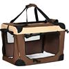 PawHut Trasportino per cani pieghevole 60 x 41 x 41 cm trasportino per animali domestici con finestre cuscino morbido e 2 cinghie della spalla, borsa di trasporto per mini cani gatti marrone