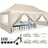 Hoteel Gazebo 3x6 Esterno Resistente da Giardino Pieghevole Impermeabile con 6 Pareti Laterali, Borsa con Ruote e 4 Sacchi di Sabbia, Facile da Montare per Matrimoni, Patio, Feste, UV50+, Khaki