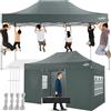 COBIZI Gazebo 3x4,5,Gazebo Esterno Resistente con Parete Laterale,Esterno Pieghevole Impermeabile Gazebo da Giardino,Tendone Padiglione Pop Up per Feste Campeggio (3 per 4,5m Grigio)