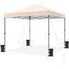 Yaheetech Gazebo Richiudibile Pieghevole Impermeabile 3x3 m in PVC Gazebo Pop Up Altezza Regolabile Tessuto Oxford Adatto per Terrazza Fiera Feste Giardino Mercato Campeggio Bar Pub Beige