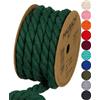 Halbach Seidenbänder Cordoncino di cotone riciclato, larghezza 10 mm/lunghezza 4 metri, filato di cotone sostenibile per macramè, corda naturale per fai da te, colore: verde scuro