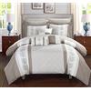 Chic Home Clayton Set Copripiumino con Lenzuola, Piumino Alternativo a Blocchi di Colore con federe, 3 Cuscini Decorativi e Biancheria, Letto Doppio, Matrimoniale e King Size, Cotone, Beige, Queen