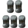 Wollbiene Moonlight Glitter Batik Simli - 5 Gomitoli Lana 100g (500g Totale) - 20% Metallica, Turca, Sfumata (5000 Nero, Grigio Bianco)