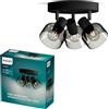 Philips Sleet Spot, 3 faretti, base rotonda, 25W, attacco E14, lampadina non inclusa, Grado di Protezione IP20, Nero