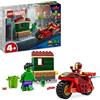 LEGO Marvel Iron Man con Moto e The Hulk, Giocattolo da Costruire con 2 Minifigure di Supereroi e Casa da Demolire, Giochi Creativi per Bambini e Bambine da 4 Anni, Set Avengers da Collezione 76287