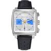 SEVEN XII Orologio cronografo automatico quadrato da uomo a carica automatica con cristallo di zaffiro, orologio da polso luminoso con cinturino in pelle S003, Argento
